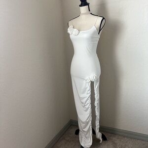 breath - taking, etheral, innocent & angelic white dress with white rose details